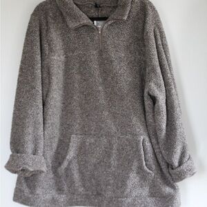Cozy Plush Quarter-Zip Pullover - Taupe